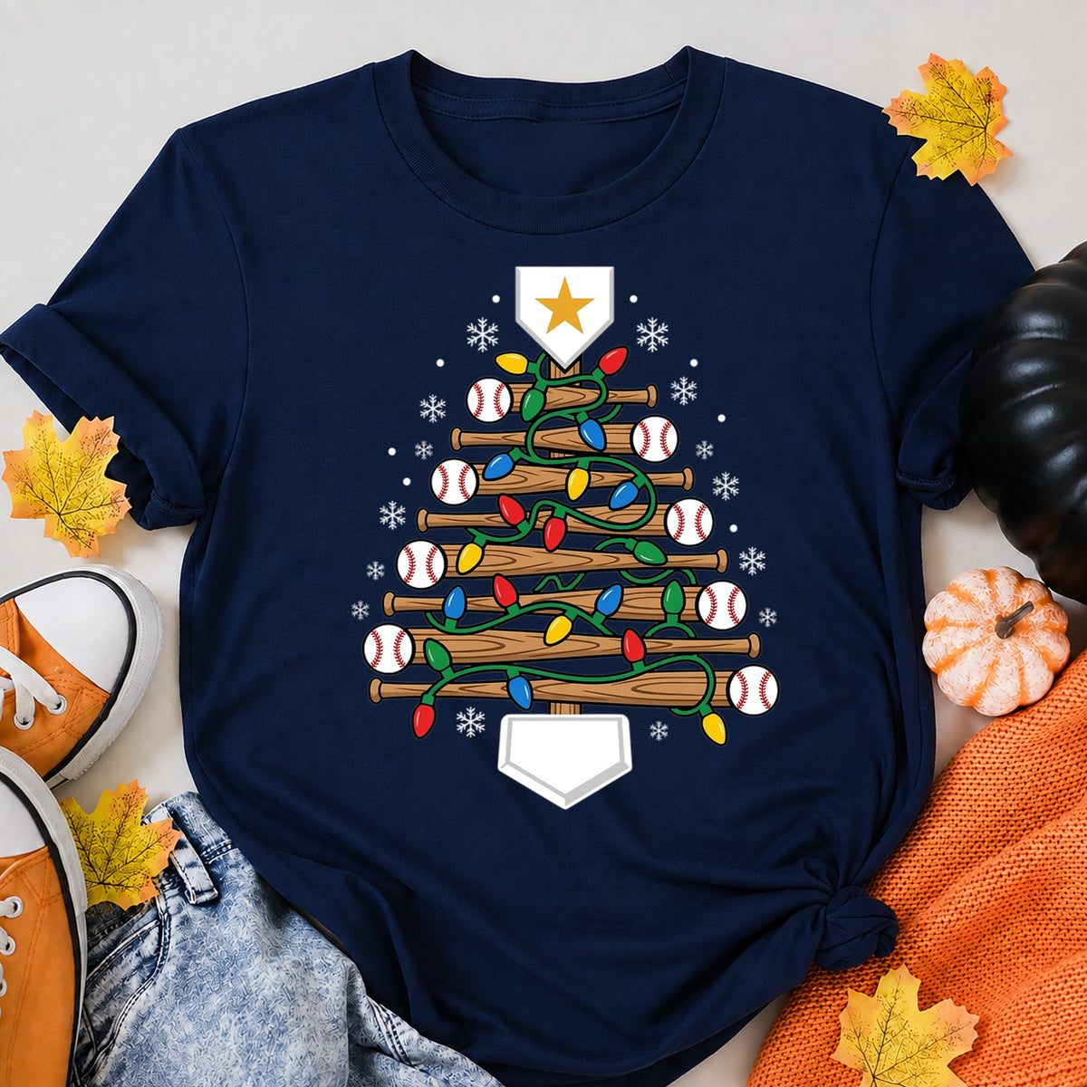 Baseball Christmas Tree Light Xmas Baseball Boys Kids T-Shirt - product view 8