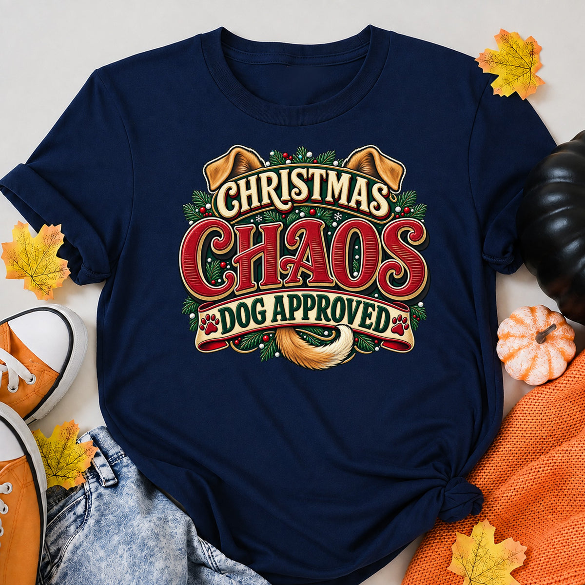 Christmas Chaos Dog Approved Holiday Humor T-Shirt - product view 8