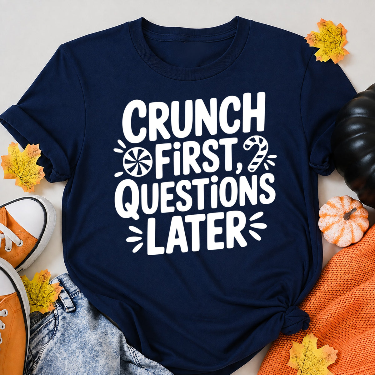 Crunch First Questions Later Christmas T-Shirt - product view 8