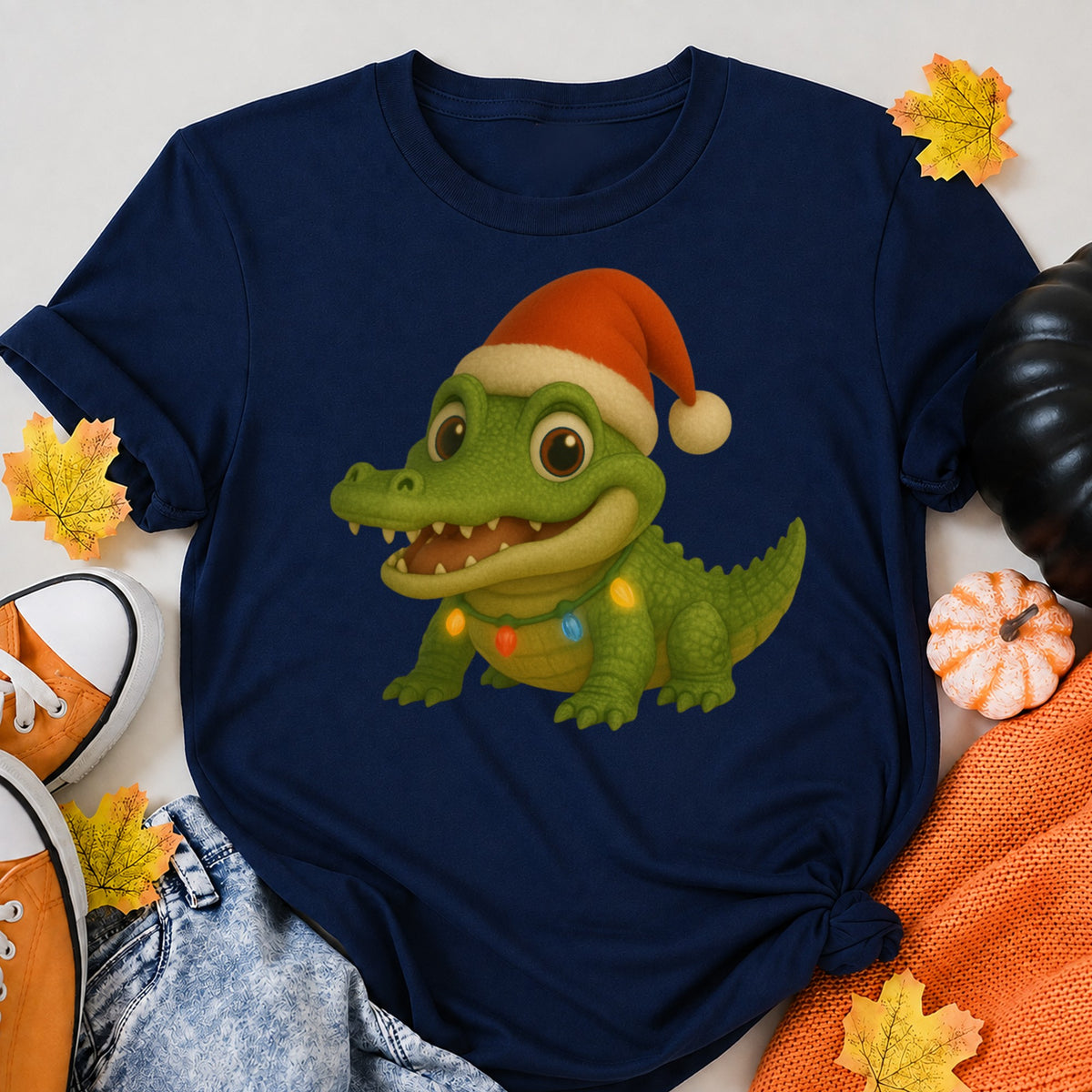 Freshwater Crocodile Christmas Lights T-Shirt - product view 8