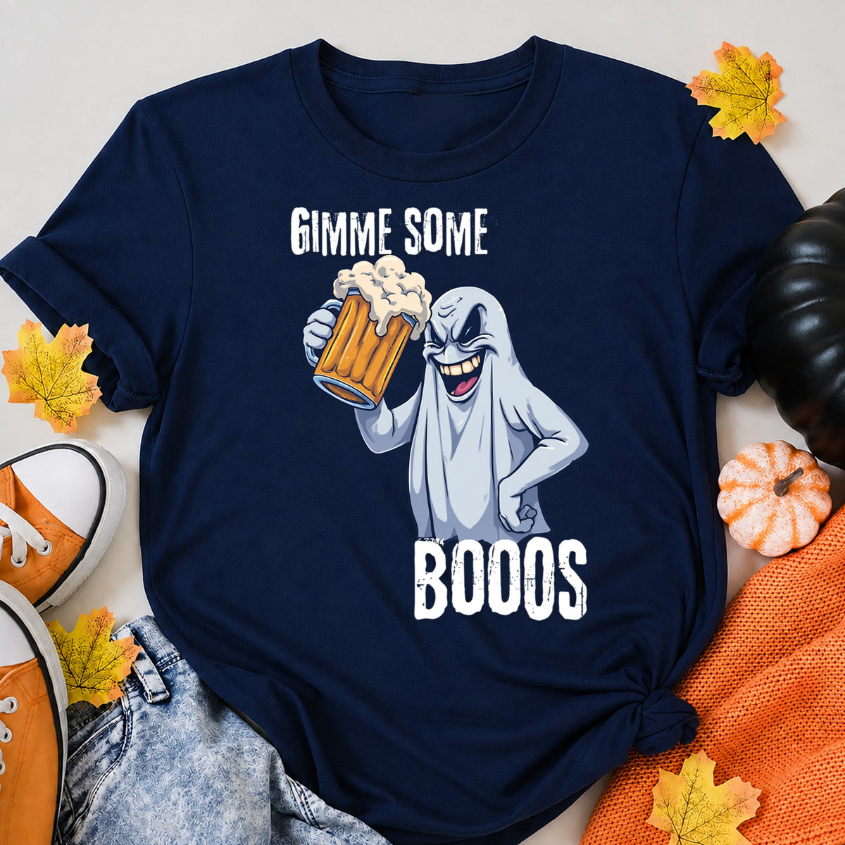 Ghost Jokes Halloween Shirt in Navy – alternate view
