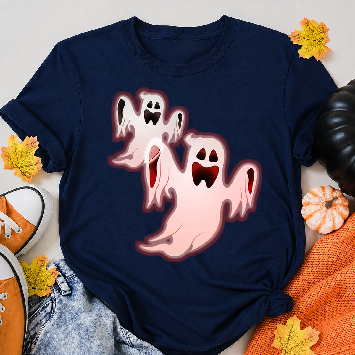 Ghosts Halloween Shirt in Navy – alternate view