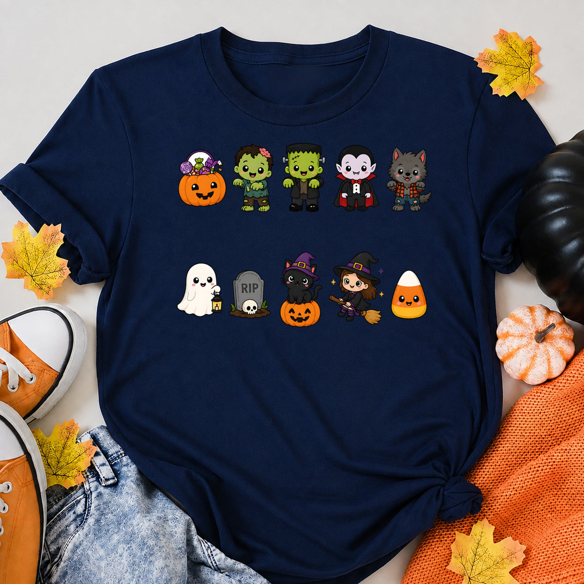 Kawaii Halloween Pack Halloween Shirt in Navy – alternate view