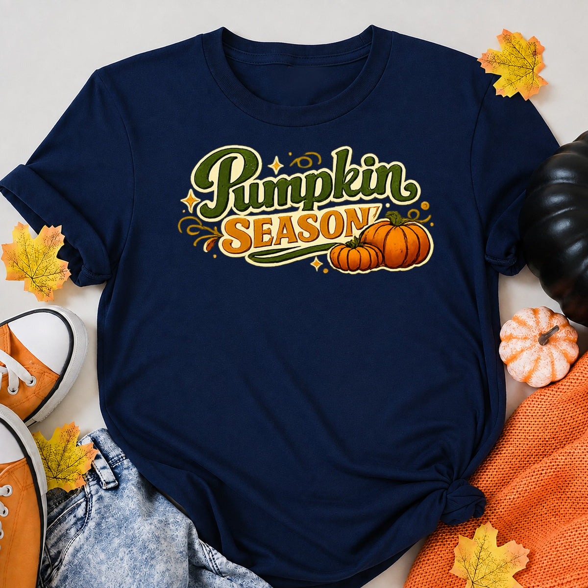Pumpkin Season Holloween Halloween Shirt in Navy – alternate view