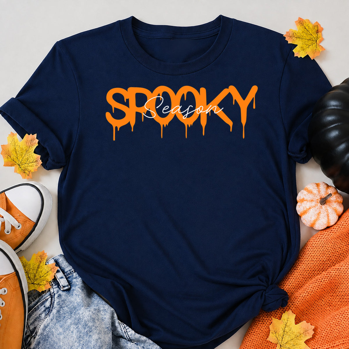 Spooky Season Halloween Shirt in Navy – alternate view