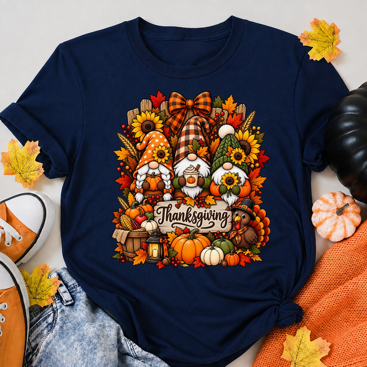 Thanksgiving Gnome Family Christmas T-Shirt - product view 8