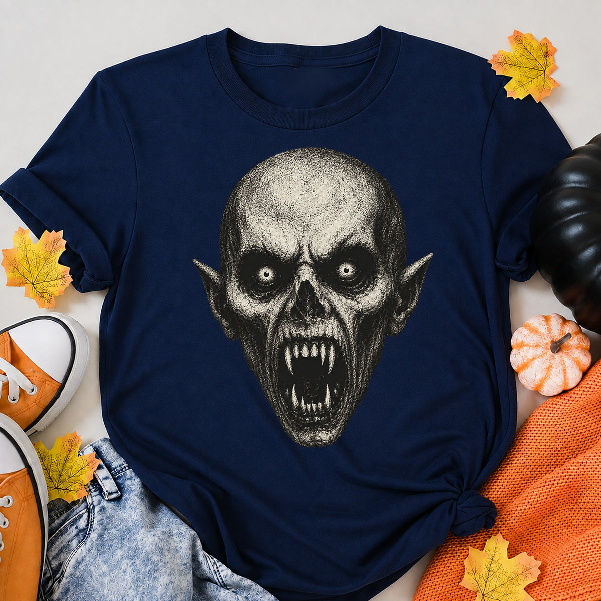 Vintage Halloween T Shirt Halloween Shirt in Navy – alternate view