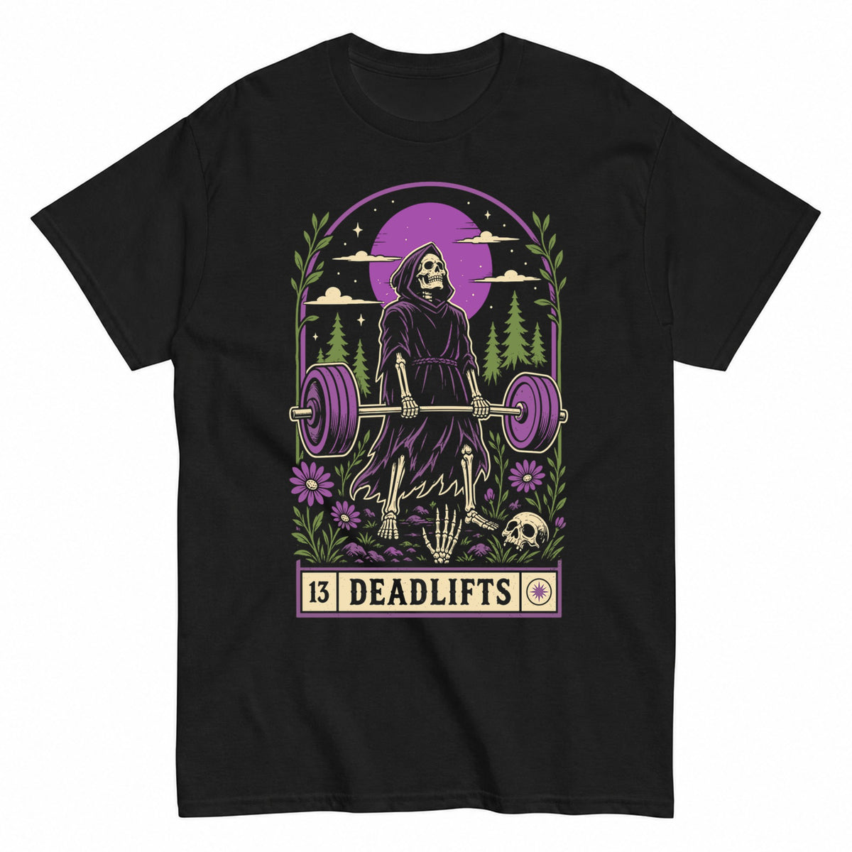 13 Deadlifts Halloween Weightlifter Gym Workout Powerlifting Halloween Shirt in Black – product view