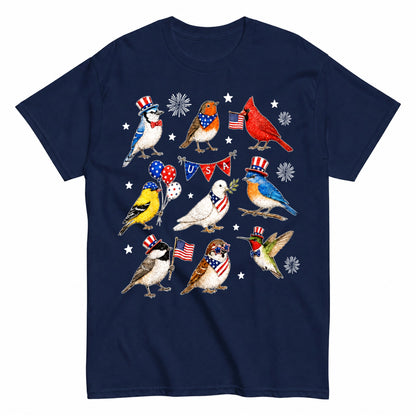 KAVENRO Patriotic Birds graphic T-shirt in navy