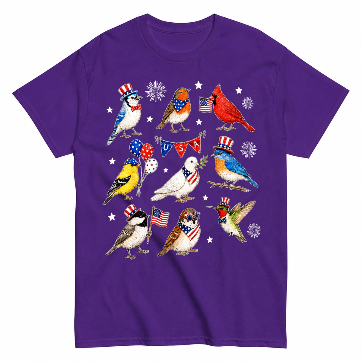 KAVENRO Patriotic Birds graphic T-shirt in blue