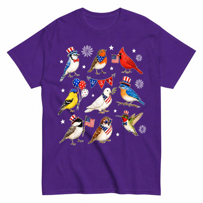 KAVENRO Patriotic Birds graphic T-shirt in blue