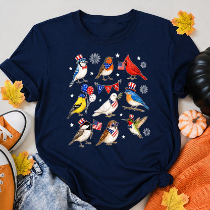 KAVENRO Patriotic Birds graphic T-shirt in navy shirt