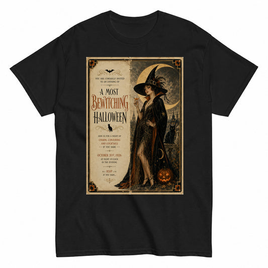 A Most Bewitching Halloween 1920S Halloween Card Halloween Shirt in Black – product view