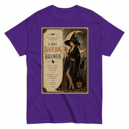 A Most Bewitching Halloween 1920S Halloween Card Halloween Shirt in Blue – product view