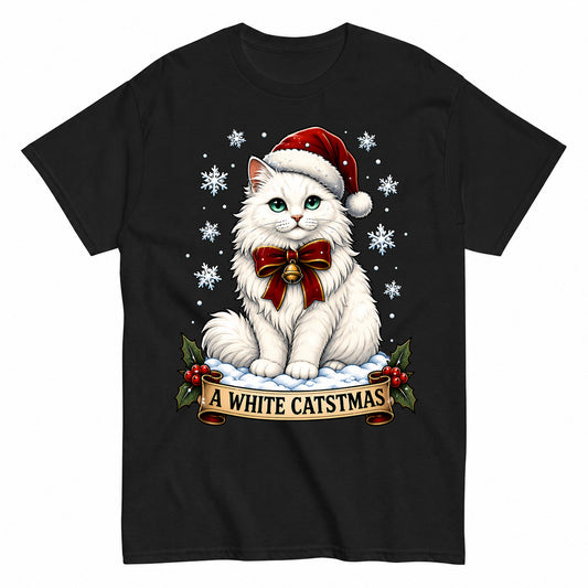 A White Catsmas Vintage Santa Cat Christmas T-Shirt - product view 1