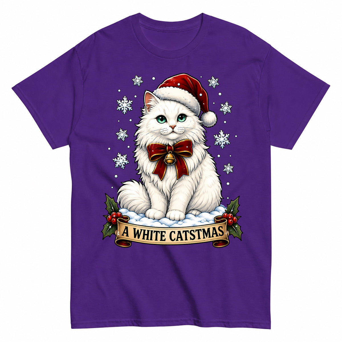 A White Catsmas Vintage Santa Cat Christmas T-Shirt - product view 2
