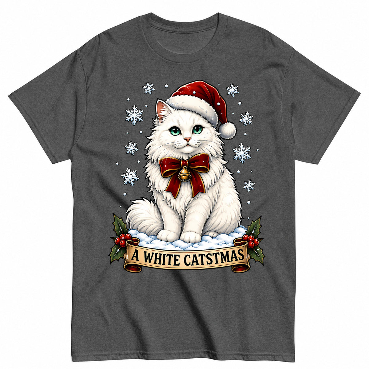 A White Catsmas Vintage Santa Cat Christmas T-Shirt - product view 3