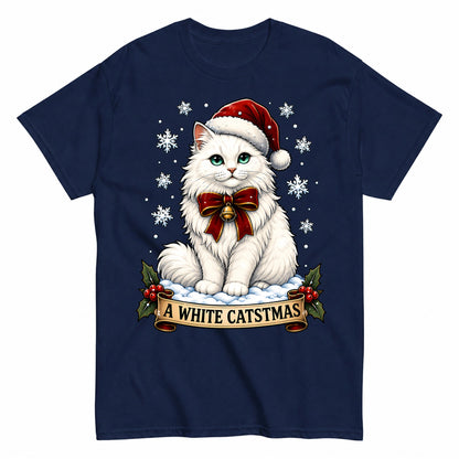 A White Catsmas Vintage Santa Cat Christmas T-Shirt - product view 4