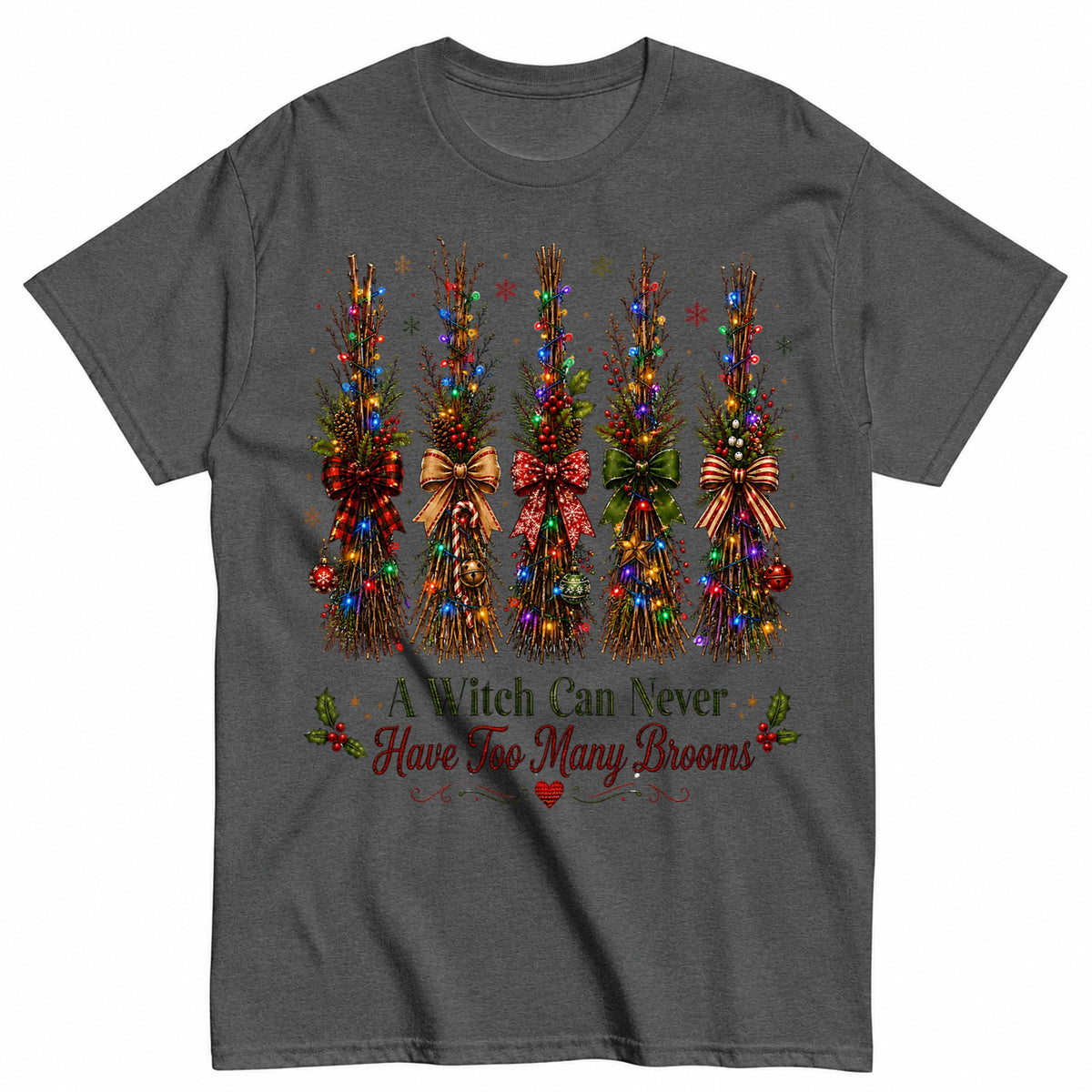 A Witch Can Never Have Too Many Brooms Christmas Witch T-Shirt - product view 3
