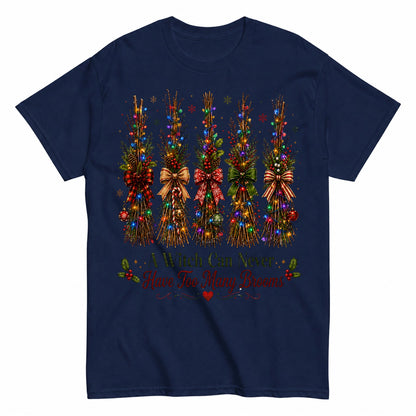 A Witch Can Never Have Too Many Brooms Christmas Witch T-Shirt - product view 4