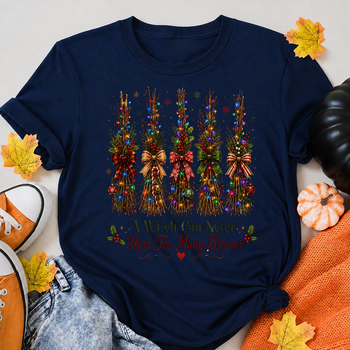 A Witch Can Never Have Too Many Brooms Christmas Witch T-Shirt - product view 8