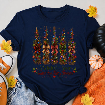A Witch Can Never Have Too Many Brooms Christmas Witch T-Shirt - product view 8