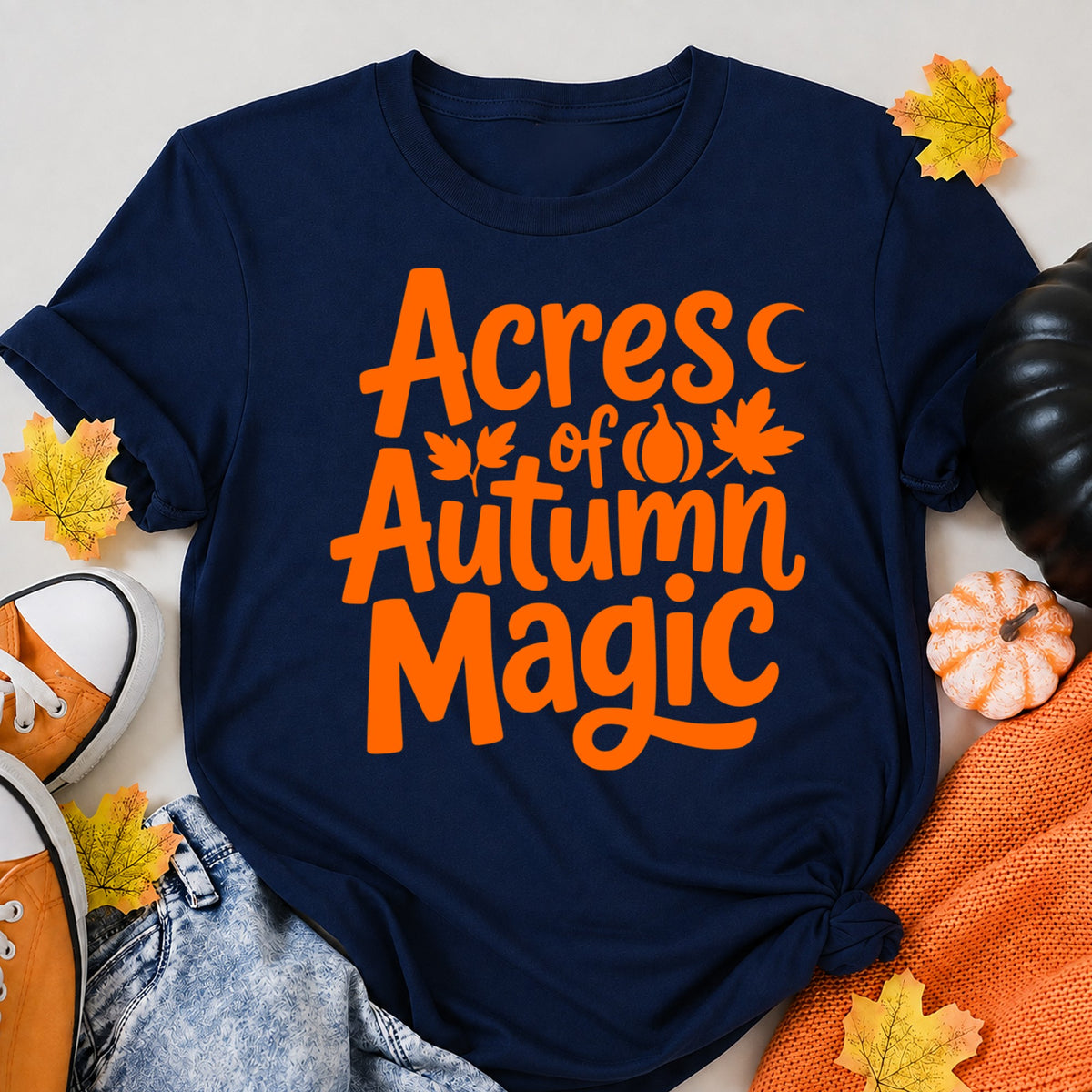 Acres Of Autumn Magic Halloween Shirt in Navy – alternate view