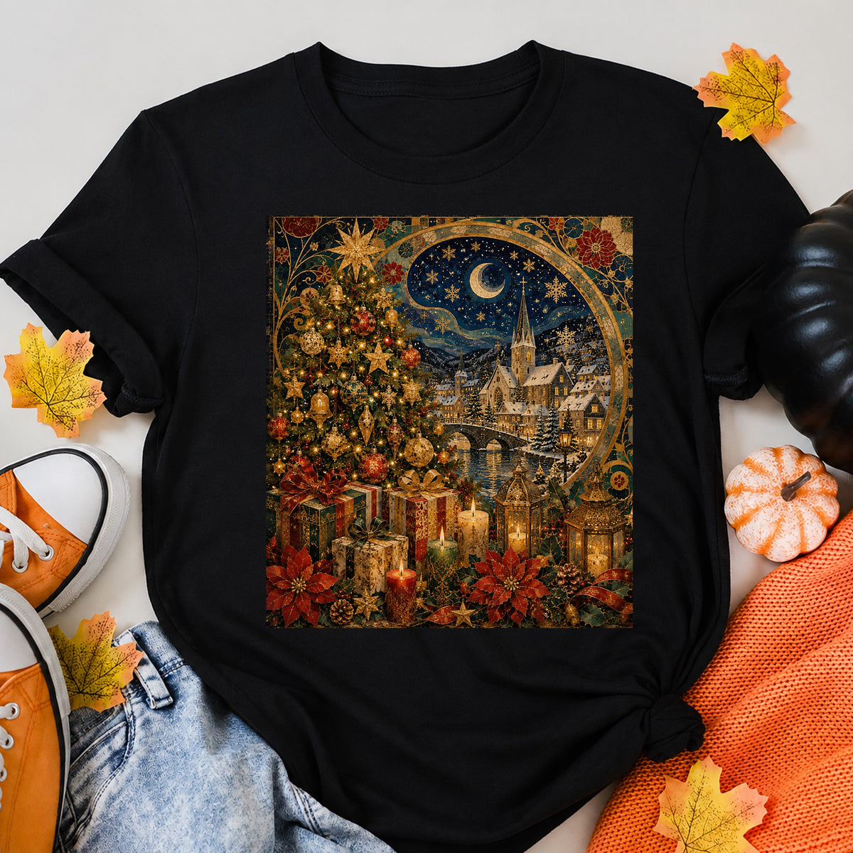 Alpine Christmas Glow A Golden Winter Village T-Shirt - product view 5