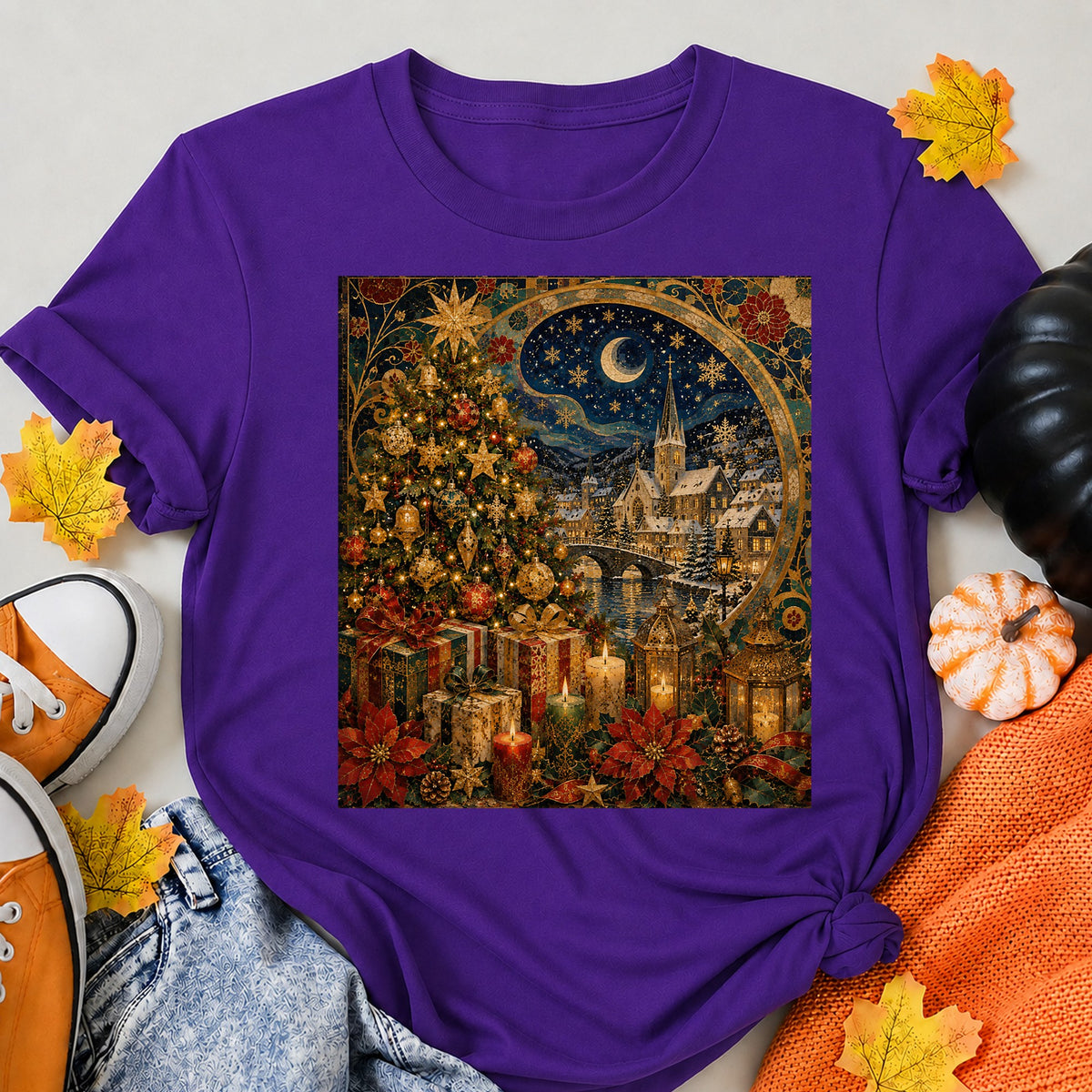 Alpine Christmas Glow A Golden Winter Village T-Shirt - product view 6