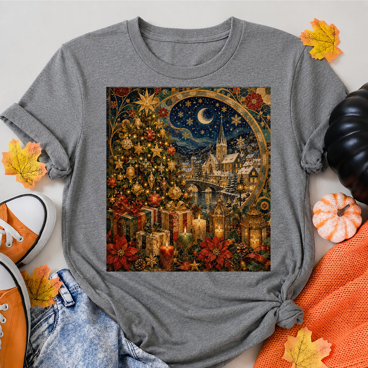 Alpine Christmas Glow A Golden Winter Village T-Shirt - product view 7