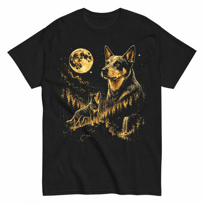 KAVENRO Australian Cattle Dog graphic T-shirt with moonlit wilderness design