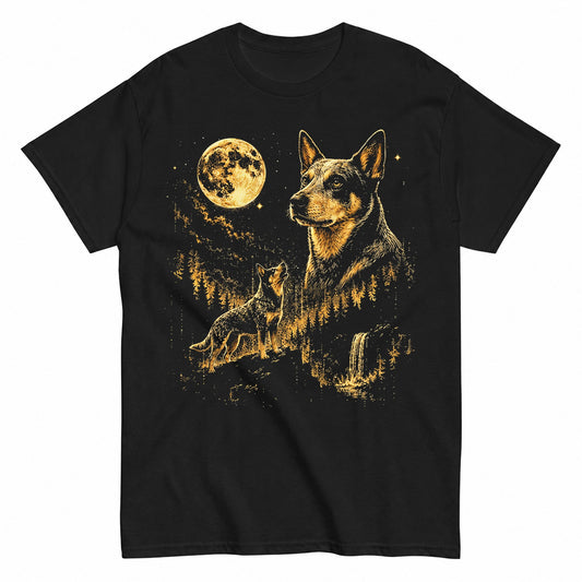 KAVENRO Australian Cattle Dog graphic T-shirt with moonlit wilderness design
