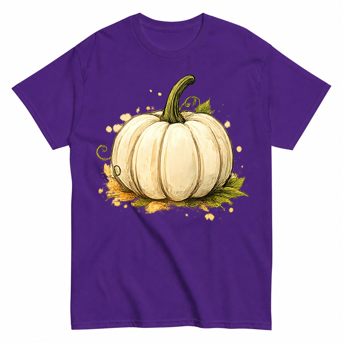Autumn Pumpkin Harvest Illustration Halloween Shirt in Blue – product view