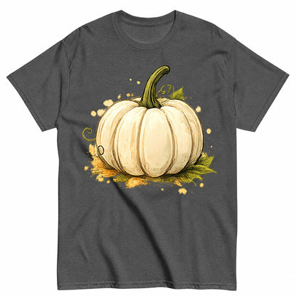 Autumn Pumpkin Harvest Illustration Halloween Shirt in Grey – product view