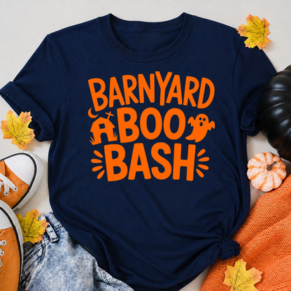 Barnyard Boo Bash Halloween Shirt in Navy – alternate view