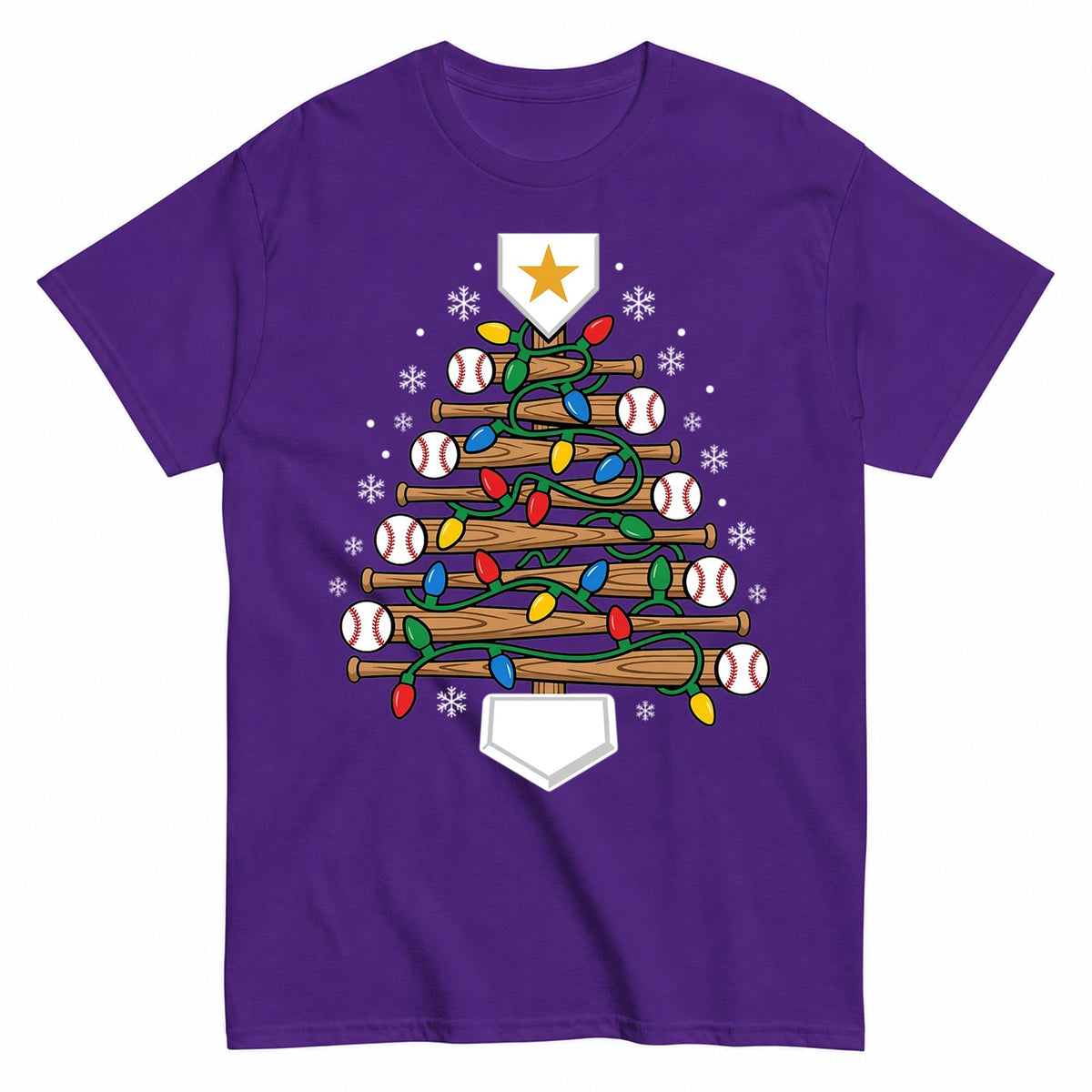 Baseball Christmas Tree Light Xmas Baseball Boys Kids T-Shirt - product view 2