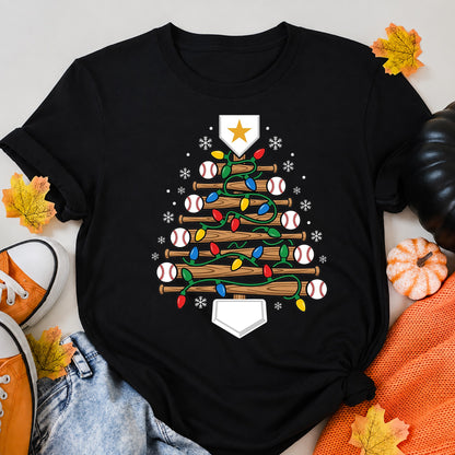 Baseball Christmas Tree Light Xmas Baseball Boys Kids T-Shirt - product view 5