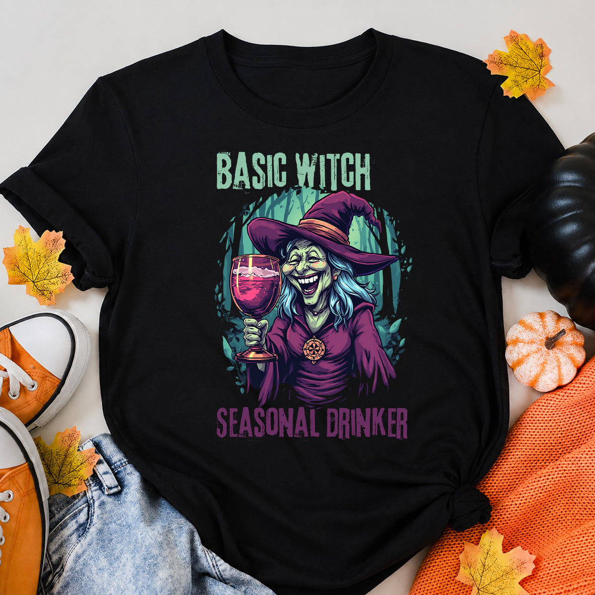 Basic Witch Halloween Shirt in Black – alternate view