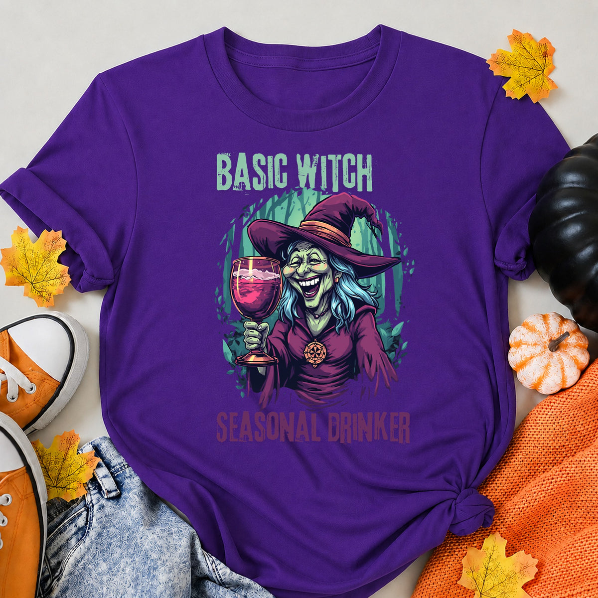 Basic Witch Halloween Shirt in Blue – alternate view