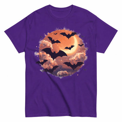 Bats After Sunset Halloween Shirt in Blue – product view