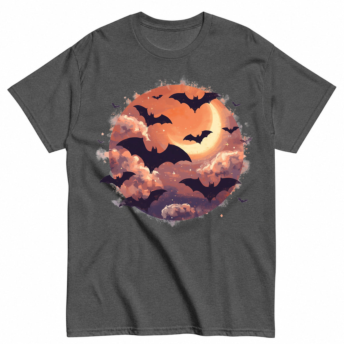 Bats After Sunset Halloween Shirt in Grey – product view