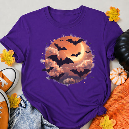 Bats After Sunset Halloween Shirt in Blue – alternate view