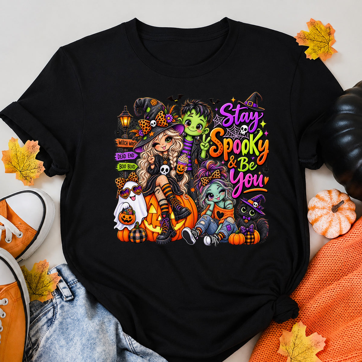 Be Spooky Just Be You Halloween Shirt in Black – alternate view
