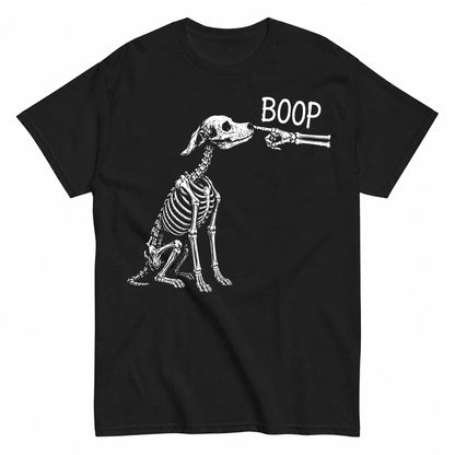 Boop Dog Skeleton Halloween Night Dog Graphic Halloween Shirt in Black – product view