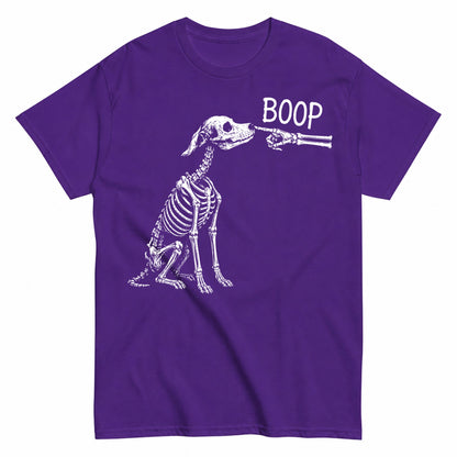 Boop Dog Skeleton Halloween Night Dog Graphic Halloween Shirt in Blue – product view