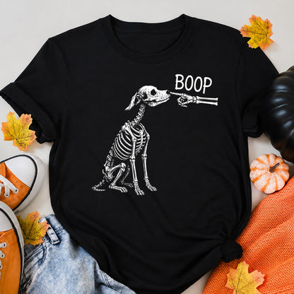 Boop Dog Skeleton Halloween Night Dog Graphic Halloween Shirt in Black – alternate view