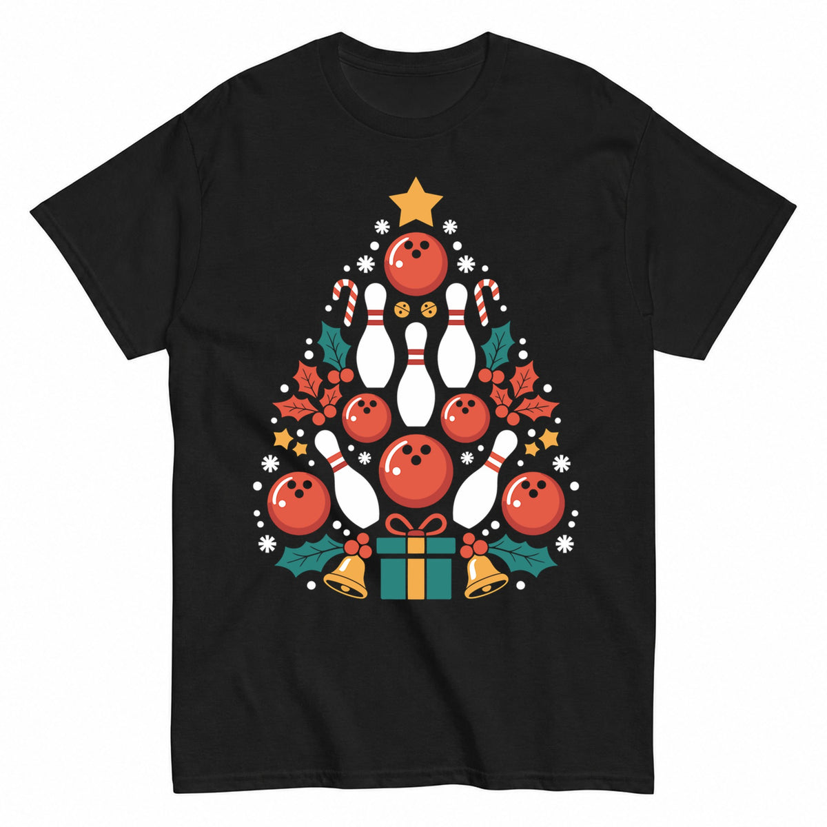 Bowling Christmas Tree T-Shirt - product view 1