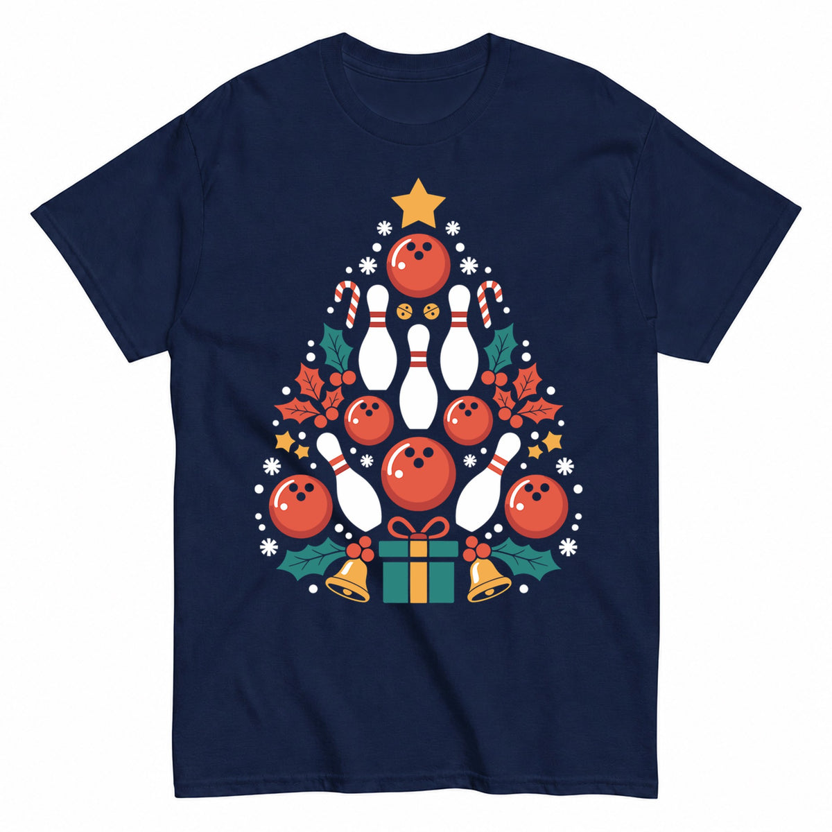 Bowling Christmas Tree T-Shirt - product view 4