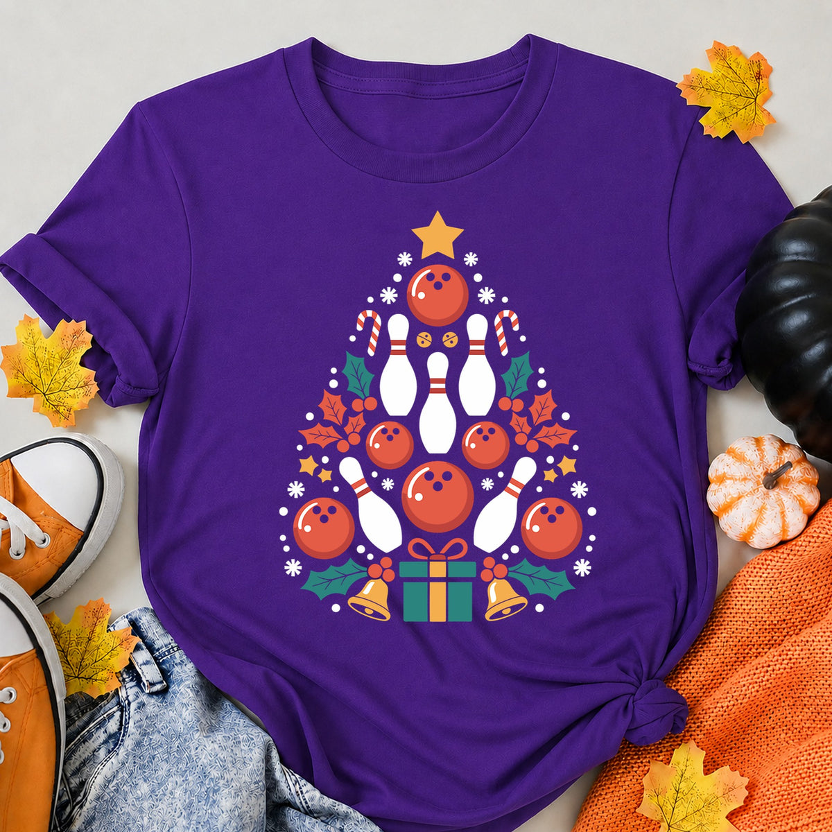 Bowling Christmas Tree T-Shirt - product view 6