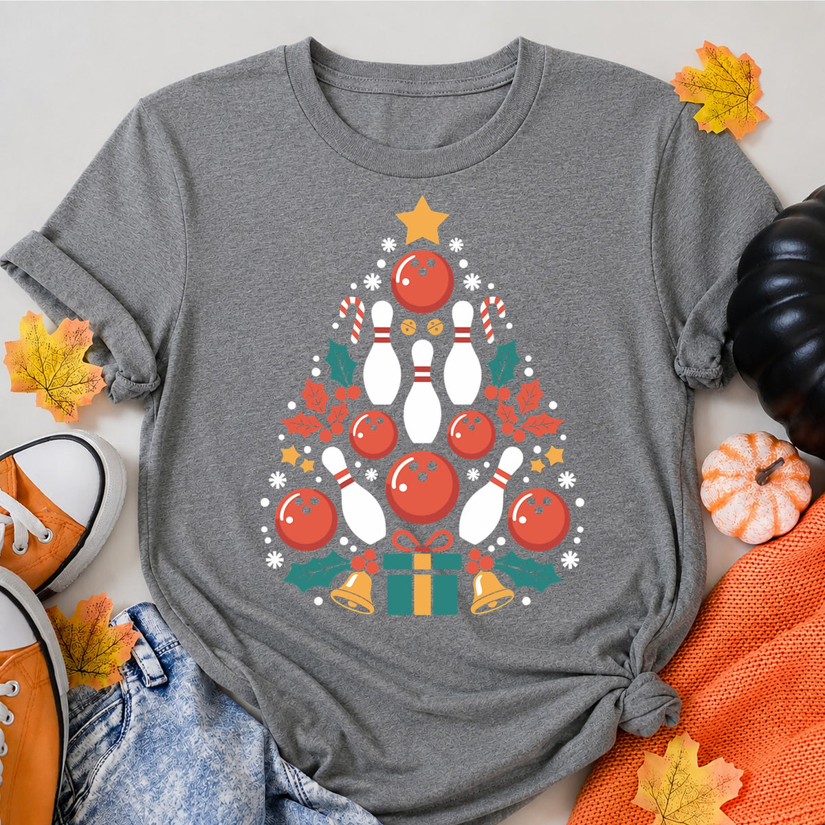 Bowling Christmas Tree T-Shirt - product view 7